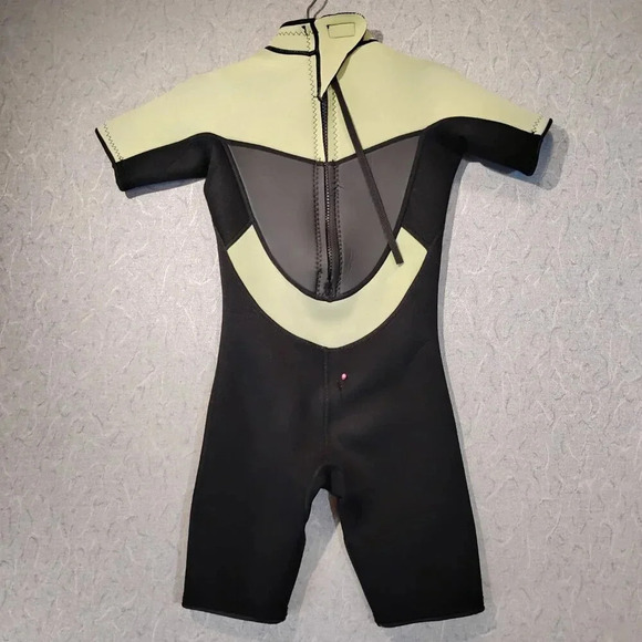 Men's Neoprene Shorty Lime Green & Black Short Sleeve Wetsuit  Size Medium - Picture 10 of 10